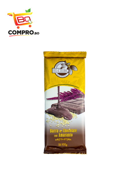 BARRA DE CHOCOLATE CON AMARANTO EL CEIBO 100G