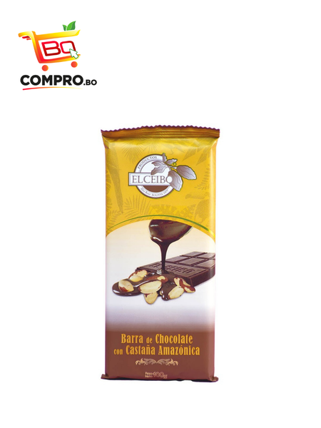 BARRA DE CHOCOLATE CON CASTAÑA AMAZONICA EL CEIBO 100G