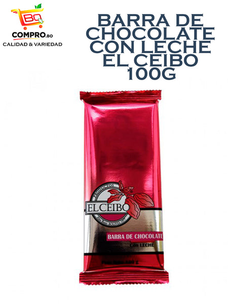 BARRA DE CHOCOLATE CON LECHE EL CEIBO 100G