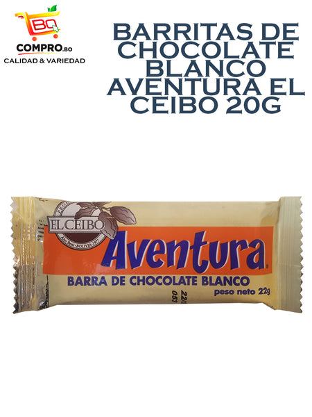 BARRITAS DE CHOCOLATE  BLANCO AVENTURA EL CEIBO 20G