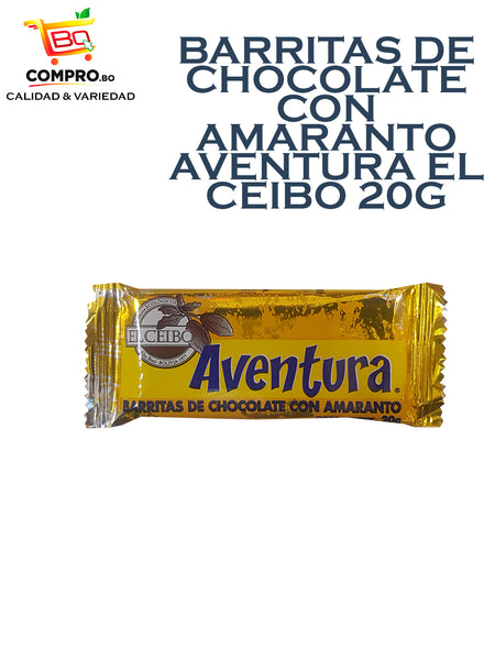 BARRITAS DE CHOCOLATE  CON AMARANTO AVENTURA EL CEIBO 20G