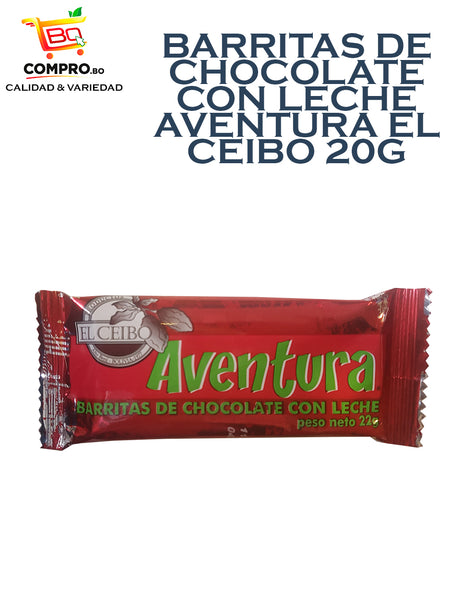 BARRITAS DE CHOCOLATE  CON LECHE AVENTURA EL CEIBO 20G