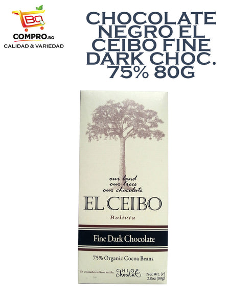 CHOCOLATE NEGRO EL CEIBO FINE DARK CHOC. 75% 80G
